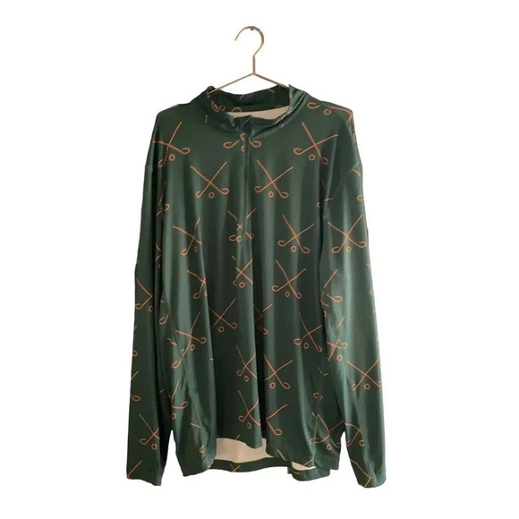 SOSIK Men's Green Sticks Print Half Zip Pullover Sweatshirt Size 2XL - Picture 2 of 6